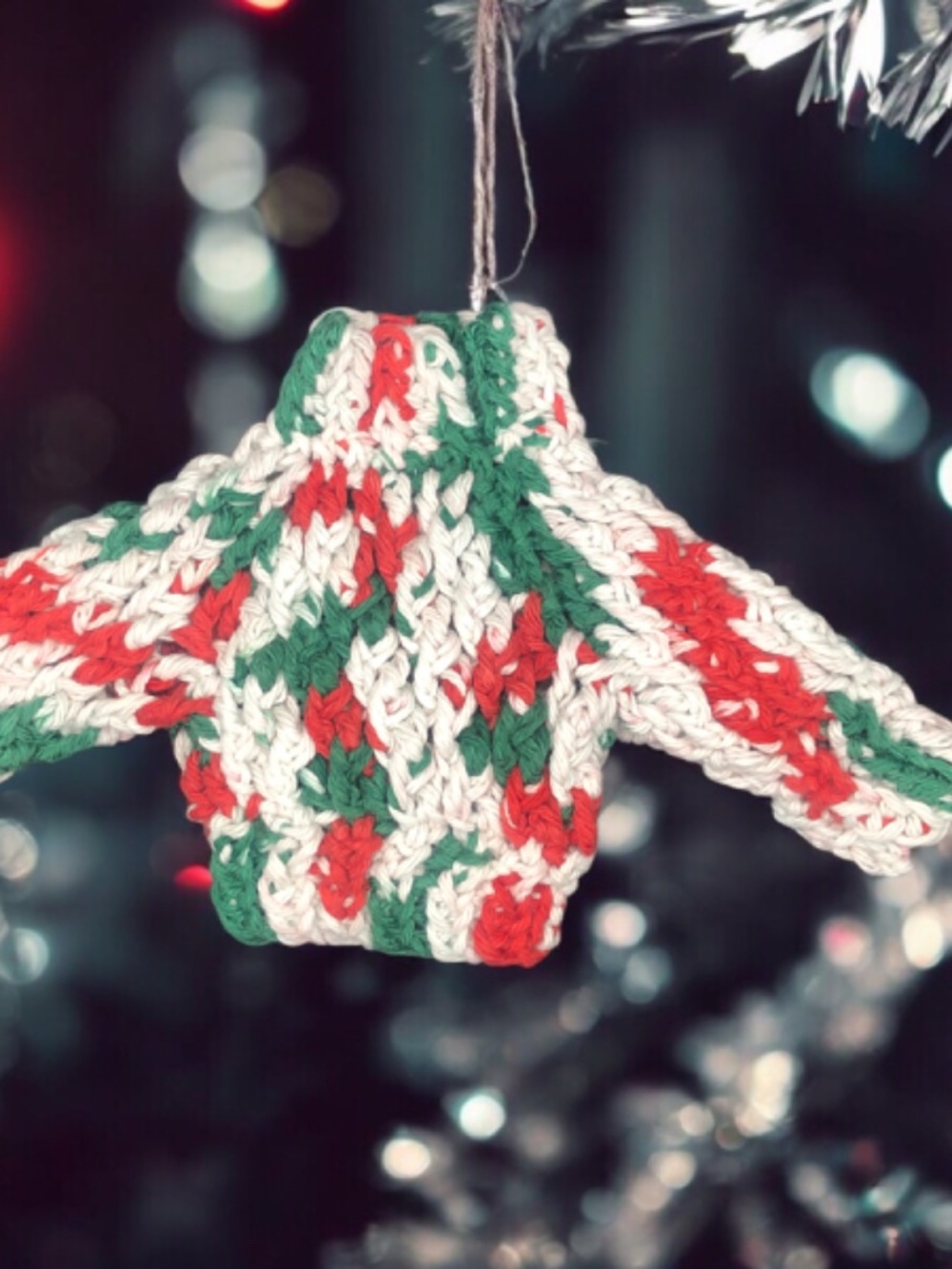 Christmas Holiday Crochet Mini Chunky Sweater Ornament, Gift Tag, Gift Tag, 3”x5
